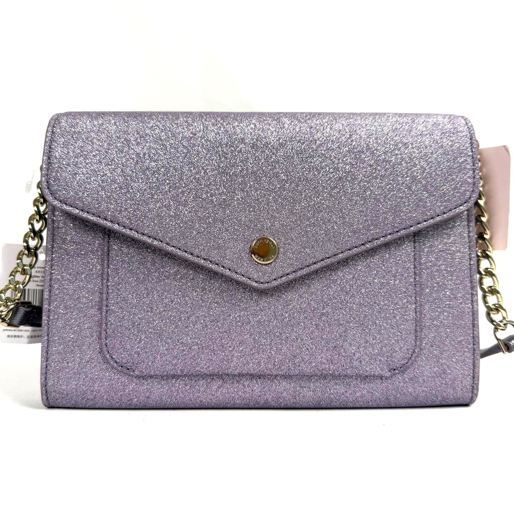 Kate Spade New York Tinsel Glitter Flap Crossbody Lilac Frost Purse K9336 NWT